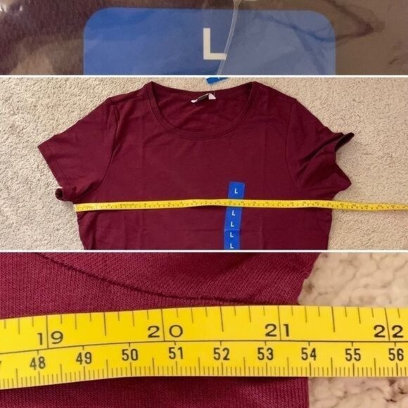 Danskin Tulip Hem Short Sleeved Tunic Top for Women Sz L in Cranberry Garnet Red - Picture 10 of 16